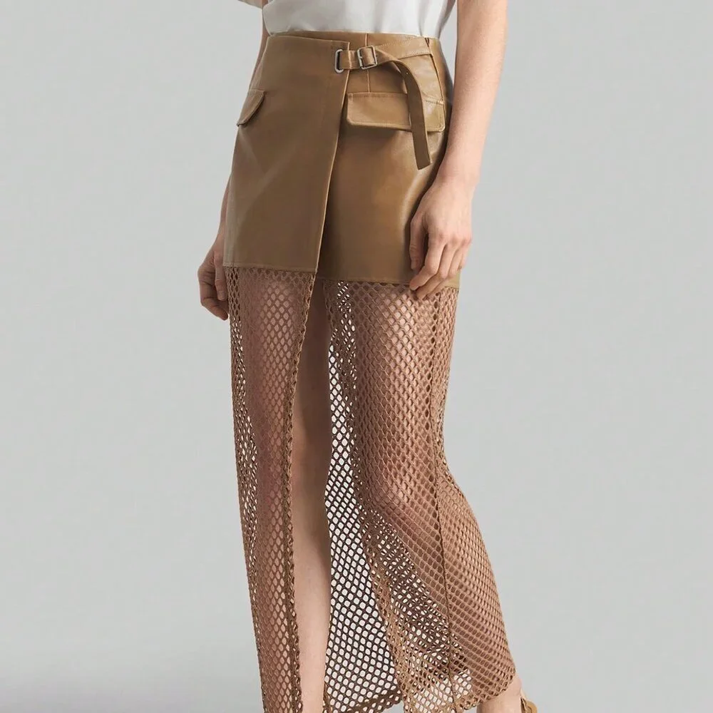 Khaki Bohemian Women's Patchwork Skirt